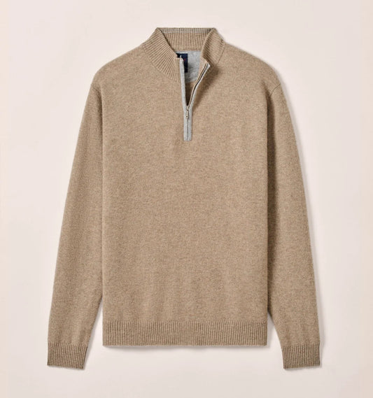 Niccolo Top Shelf Cashmere 1/4 Zip Sweater in Alpaca by Johnnie-O