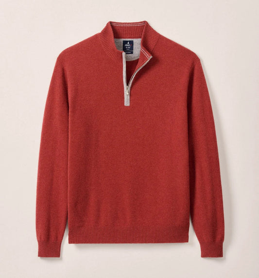 Niccolo Top Shelf Cashmere 1/4 Zip Sweater in Brick by Johnnie-O