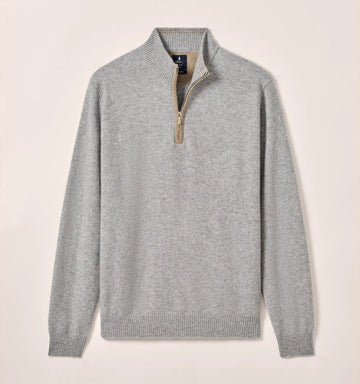 Niccolo Top Shelf Cashmere 1/4 Zip Sweater in Light Gray by Johnnie-O