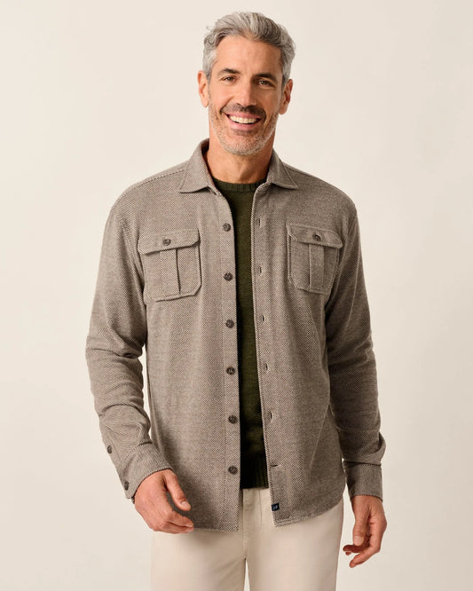 Carl Stretch Knit Flannel Lodge Shirt in Havana by Johnnie-O