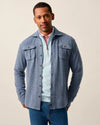 Carl Stretch Knit Flannel Lodge Shirt in Laguna Blue by Johnnie-O