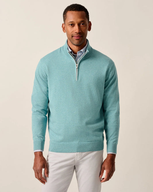 Desmond Plaited Cotton Blend 1/4 Zip Sweater in Mahalo by Johnnie-O
