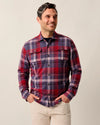 Gustaf Stretch Knit Flannel Lodge Shirt in Malibu Red by Johnnie-O