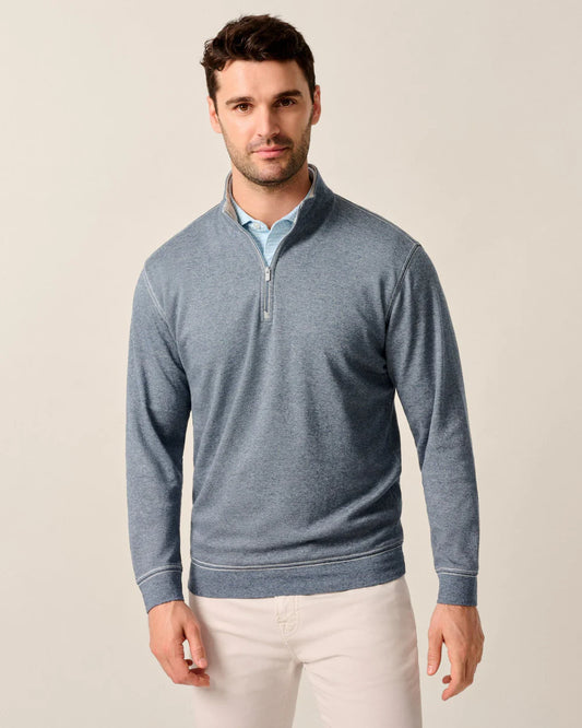Hanks Lightweight Textured 1/4 Zip Pullover in Navy by Johnnie-O