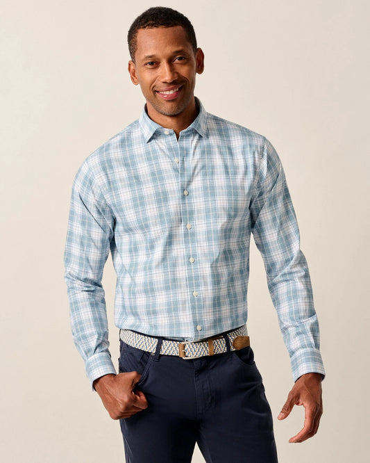 Hendley Everyday Performance Button Down Shirt in Laguna Blue by Johnnie-O