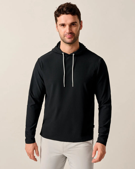 Hoppin Performance Drawstring Hoodie in Black by Johnnie-O