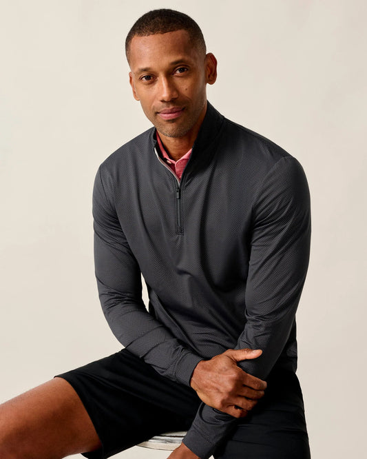 Jamie Jacquard Stretch 1/4-Zip Pullover in Black Seal by Johnnie-O