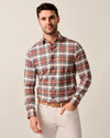 Knick Performance Flannel Button Down Shirt in Pumpkin by Johnnie-O
