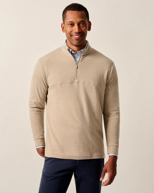 Mikey Performance 1/4 Zip Pullover in Almond by Johnnie-O