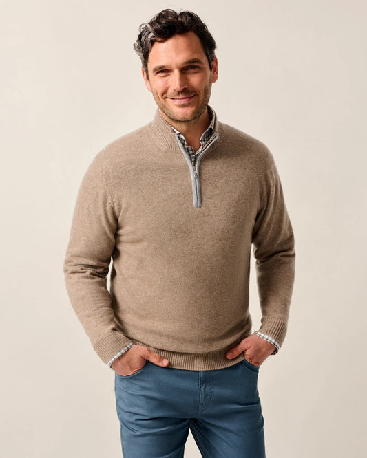 Niccolo Top Shelf Cashmere 1/4 Zip Sweater in Alpaca by Johnnie-O