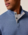 Rockwells Diamond-Quilted Henley Pullover in Laguna Blue by Johnnie-O