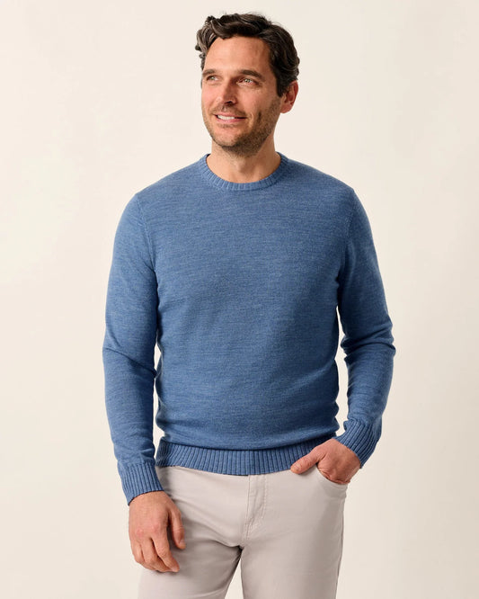 Ronald Merino Wool Crewneck Sweater in Laguna Blue by Johnnie-O