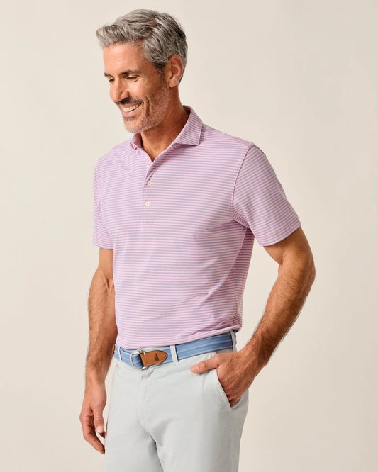 Stetson Stripe Performance Mesh Polo in Azalea by Johnnie-O