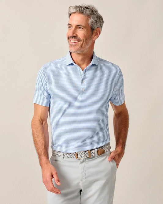 Stetson Stripe Performance Mesh Polo in Palisades Blue by Johnnie-O