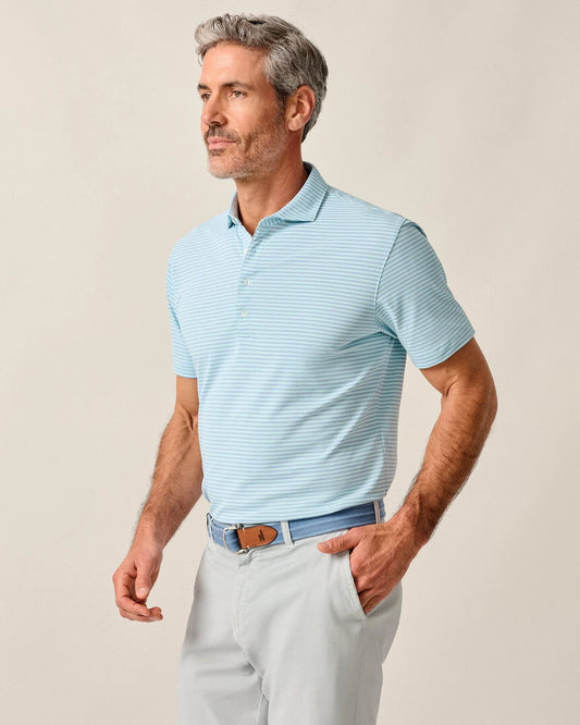 Stetson Stripe Performance Mesh Polo in Tide by Johnnie-O