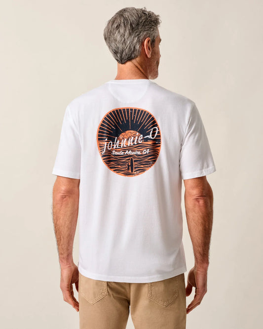 Surf Sunset Pocket T-Shirt in White by Johnnie-O