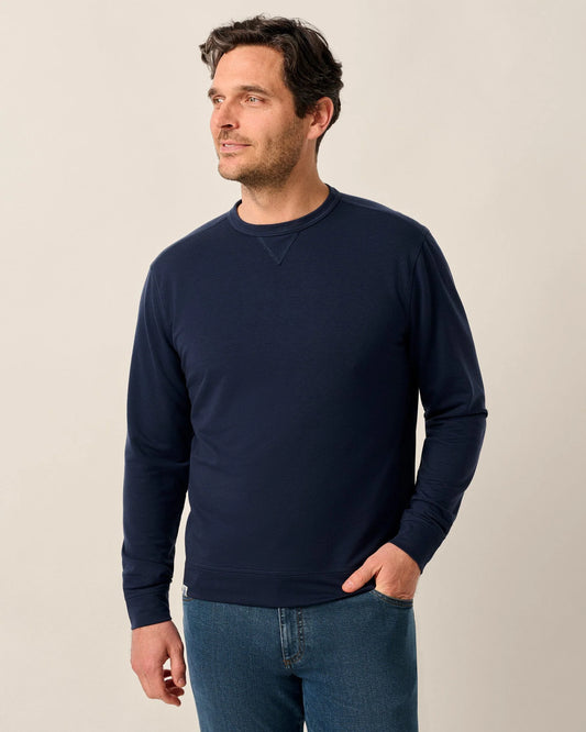 Willard Drirelease Crewneck Sweatshirt in Navy by Johnnie-O