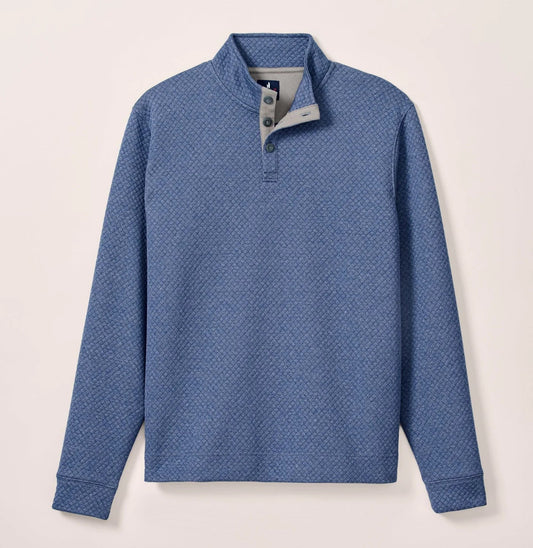 Rockwells Diamond-Quilted Henley Pullover in Laguna Blue by Johnnie-O