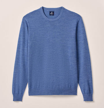 Ronald Merino Wool Crewneck Sweater in Laguna Blue by Johnnie-O