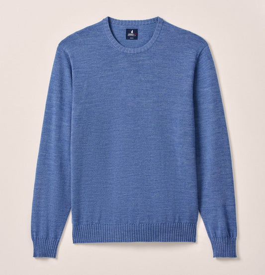 Ronald Merino Wool Crewneck Sweater in Laguna Blue by Johnnie-O
