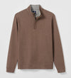 Rubin Herringbone Cotton Cashmere 1/4 Zip Pullover in Bison by Johnnie-O