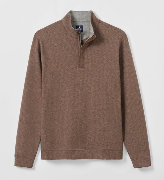 Rubin Herringbone Cotton Cashmere 1/4 Zip Pullover in Bison by Johnnie-O
