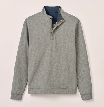 Rubin Herringbone Cotton Cashmere 1/4 Zip Pullover in Charcoal by Johnnie-O