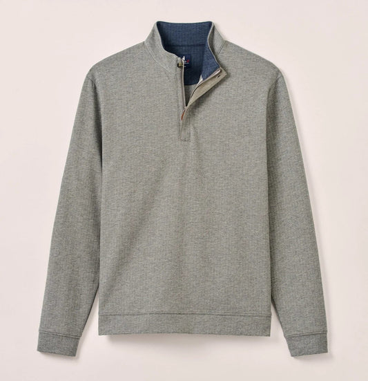 Rubin Herringbone Cotton Cashmere 1/4 Zip Pullover in Charcoal by Johnnie-O