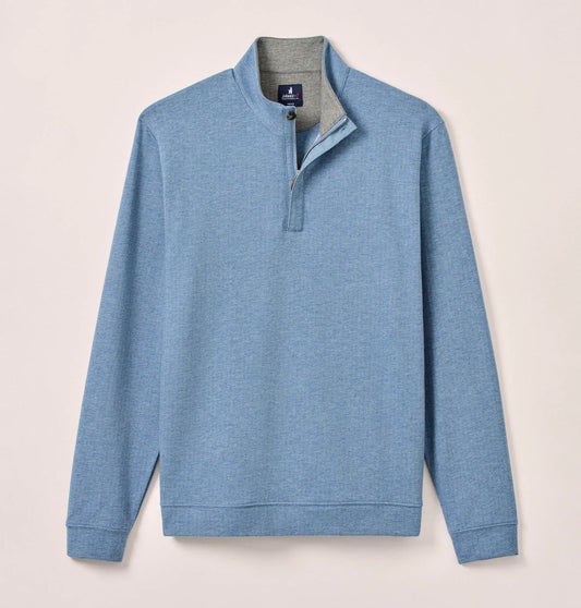 Rubin Herringbone Cotton Cashmere 1/4 Zip Pullover in Maliblu by Johnnie-O