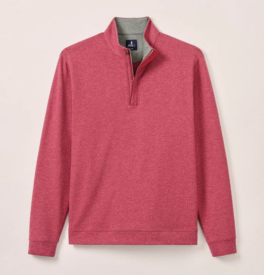 Rubin Herringbone Cotton Cashmere 1/4 Zip Pullover in Maroon by Johnnie-O
