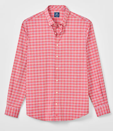Basswood Plaid Everyday Performance Button Down Shirt in Racing Red by Johnnie-O
