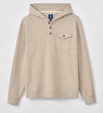 Button Henley Hoodie in Cream by Johnnie-O