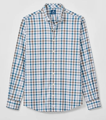 Everyday Performance Button Down Shirt - Cay Exploded Gingham in White by Johnnie-O