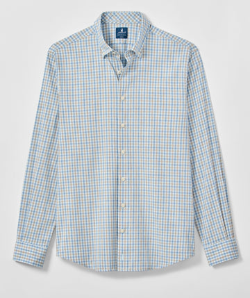 Chatham Gingham Everyday Performance Button Down Shirt in Gulf Blue by Johnnie-O