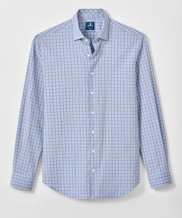Chestnut Pane Natural Performance Button Down Shirt in Salt Creek by Johnnie-O