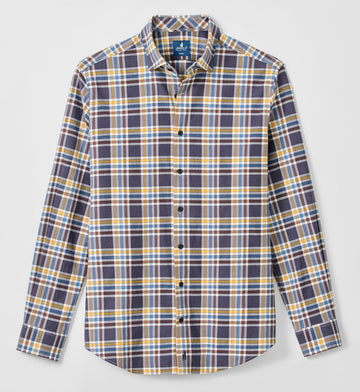 Lakeridge Plaid Performance Flannel Button Down Shirt in Navy by Johnnie-O