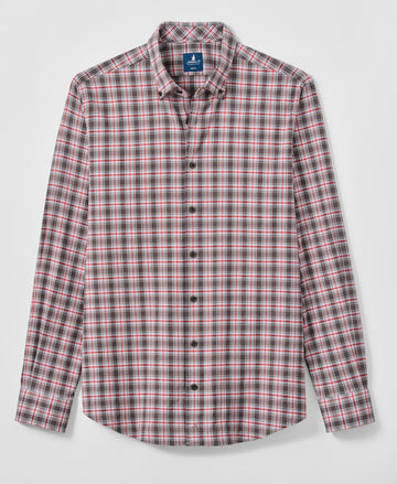 Lane Forest Pane Performance Flannel Button Down Shirt in Thunder by Johnnie-O