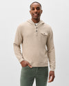 Button Henley Hoodie in Cream by Johnnie-O