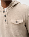 Button Henley Hoodie in Cream by Johnnie-O