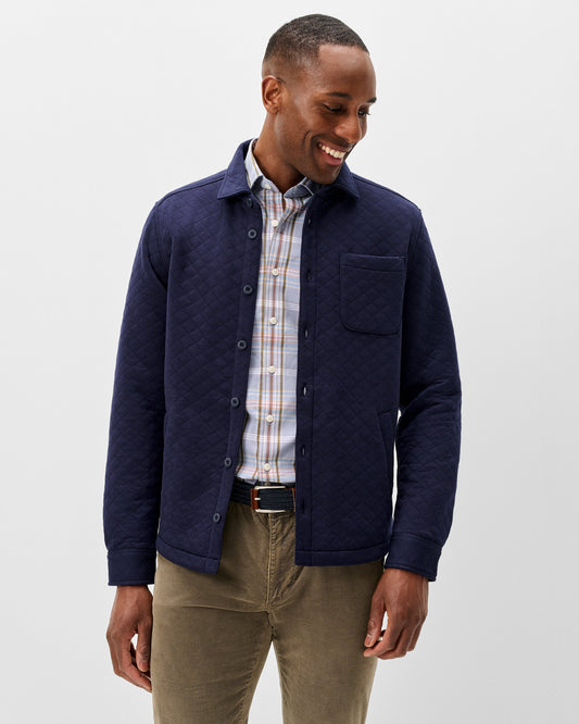 Stowe Quilt Shacket in Navy by Johnnie-O