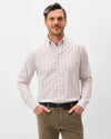 Everyday Performance Button Down Shirt - Sandlewood Pane in White by Johnnie-O
