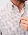 Everyday Performance Button Down Shirt - Sandlewood Pane in White by Johnnie-O
