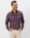 Natural Performance Button Down Shirt - Battery Pane in Navy by Johnnie-O