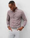 Lane Forest Pane Performance Flannel Button Down Shirt in Thunder by Johnnie-O