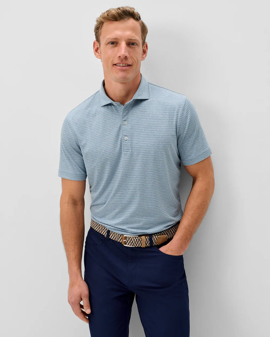 Performance Jersey Polo - Michael Stripe in Carbon Navy by Johnnie-O
