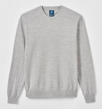 Ronald Merino Wool Crewneck Sweater in Light Gray by Johnnie-O