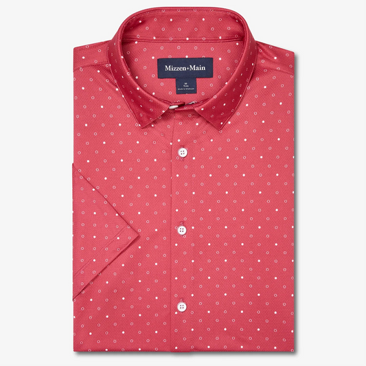 Halyard Short Sleeve Dress Shirt in Red Clay Enlarged Dot by Mizzen+Main