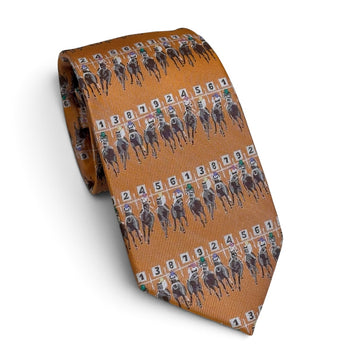"Starting Gate" 100% Silk Neck Tie in Orange by Logan's