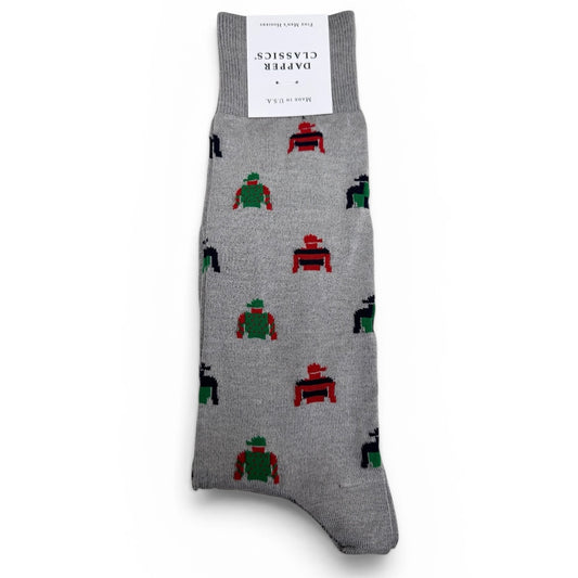 Jockey Silks Mid Calf Socks in Grey by Dapper Classics