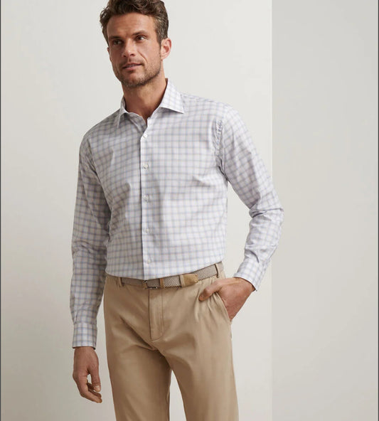 Lenox Crown Lite Cotton-Stretch Sport Shirt in White by Peter Millar